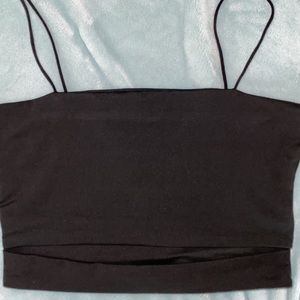 Black crop top with cut out